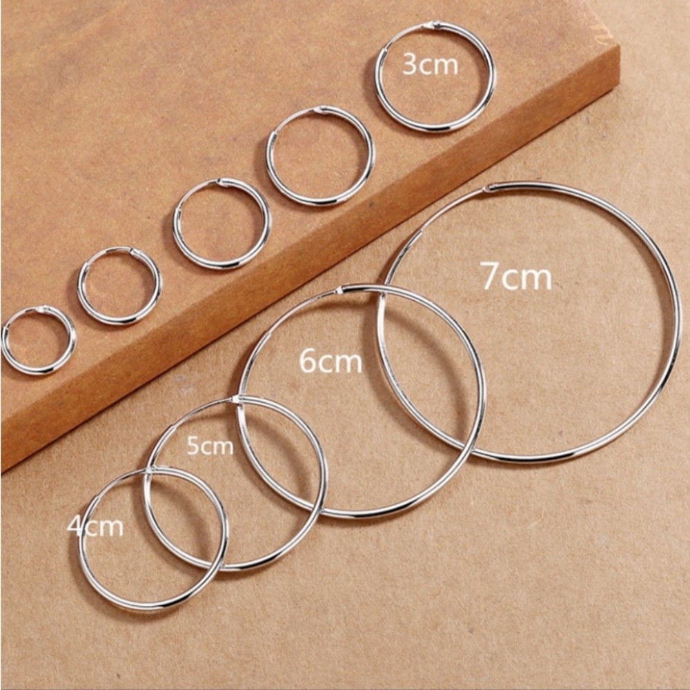 Sterling Silver Hoop 70MM Earrings - Picture 4 of 4